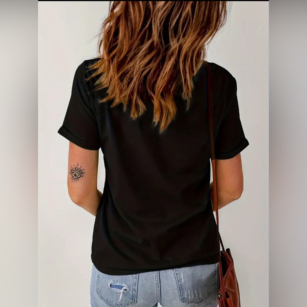 NIP Vibrant Letter Print Crew Neck T-Shirt - Soft, Breathable - Picture 2 of 5
